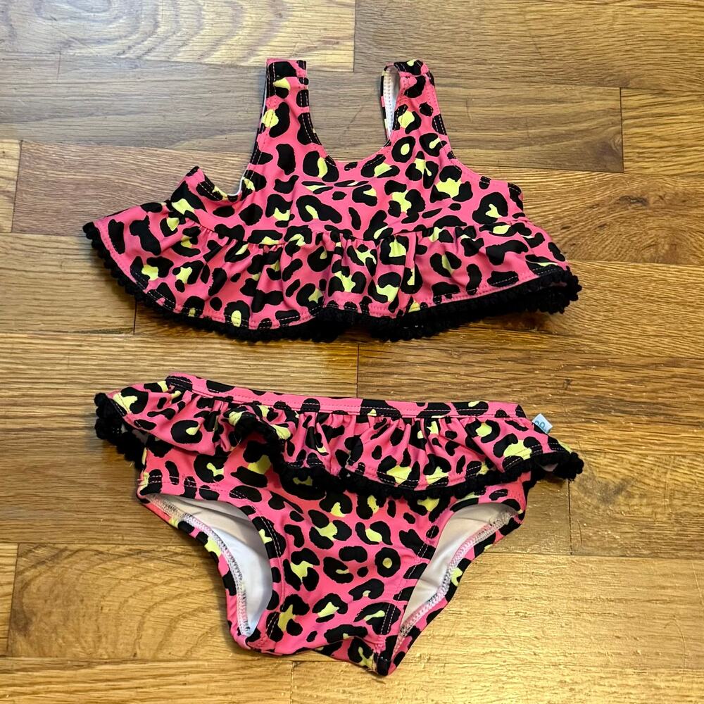 Posh Peanut Pink Leopard Print Ruffle Bikini